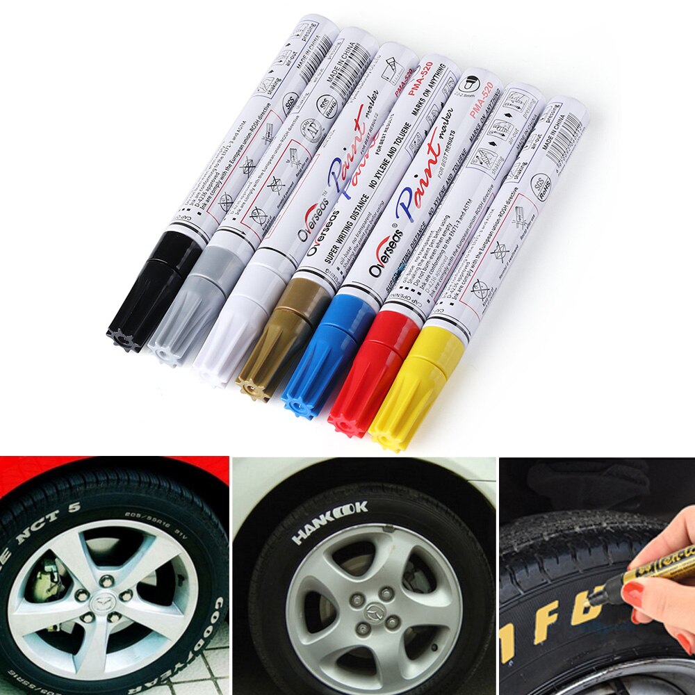 7 farben Universelle Wasserdichte dauerhaft Farbe Marker Stift Auto Reifenprofil Gummi Metall Graffiti Fettige Filzstift