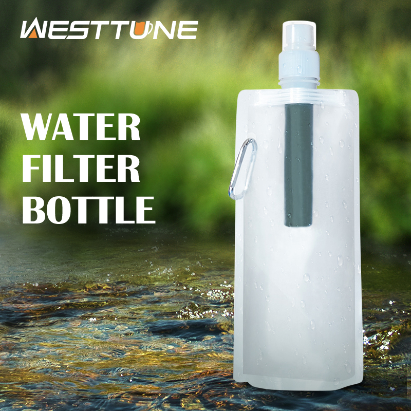 Botella de paja con filtro de agua para exteriores, suministros de supervivencia o emergencia, purificación de Camping, bolsa purificadora de agua, senderismo