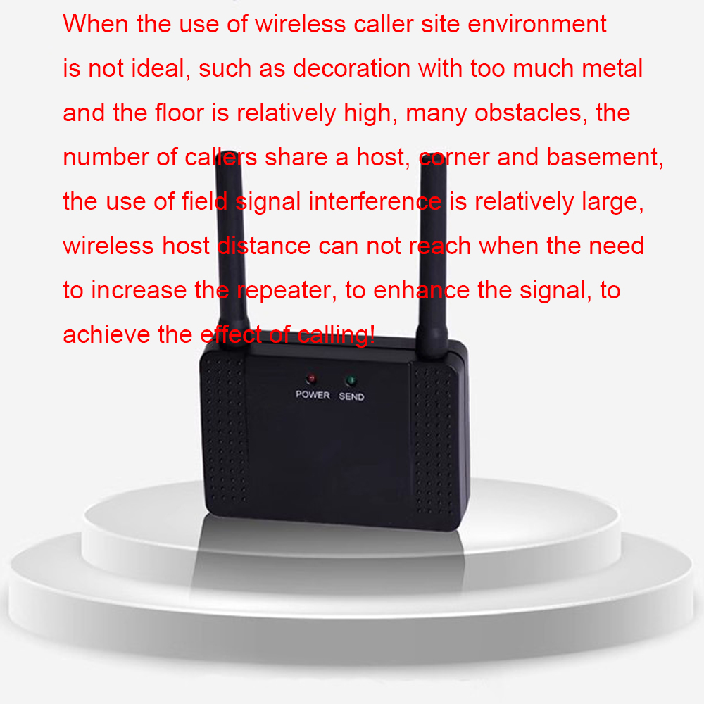 30mW RF Wireless Repeater Signal Amplifier - Learning Code Extender for 433MHz Call Buttons in Restaurants