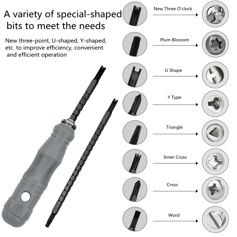 Multi-purpose Screwdriver Set Telescopic Cross Flat-head Triangular Inner Cross Double-headed Batch Of Head Screwdriver Sets