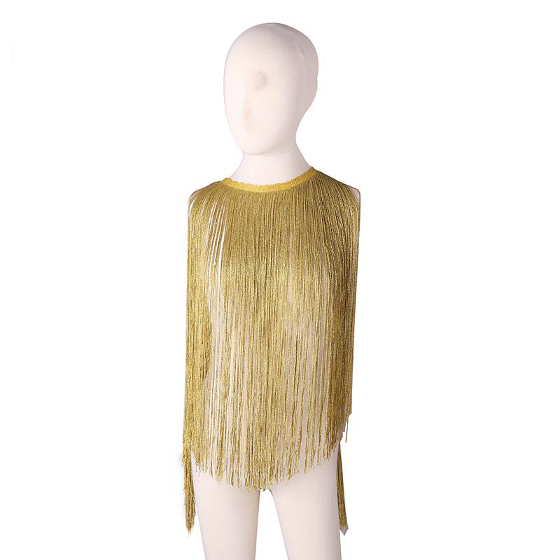 Frange dorée garniture dentelle Nylon et pompon | 10Yards de 20 "de largeur, accessoires de vêtements avec franges en Nylon, rideau de robe de mariage Latin, ruban avec pompon