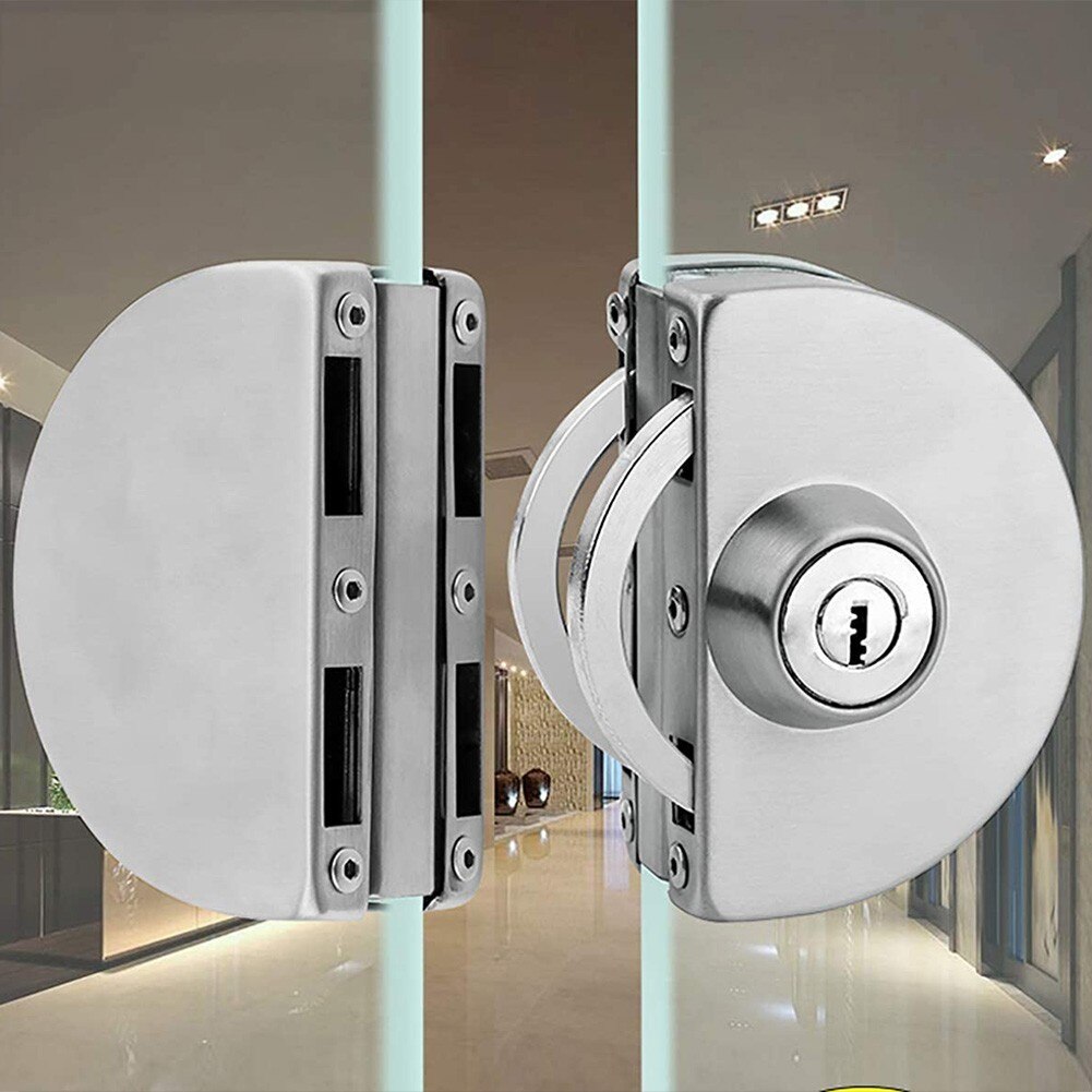 Niet-Geperforeerde Glas Lock Hardwarewith Sleutel Slot Enkele Deur Dubbele Deur Schuifdeur Lock Office Glijdende Klink Deurslot schakelaar