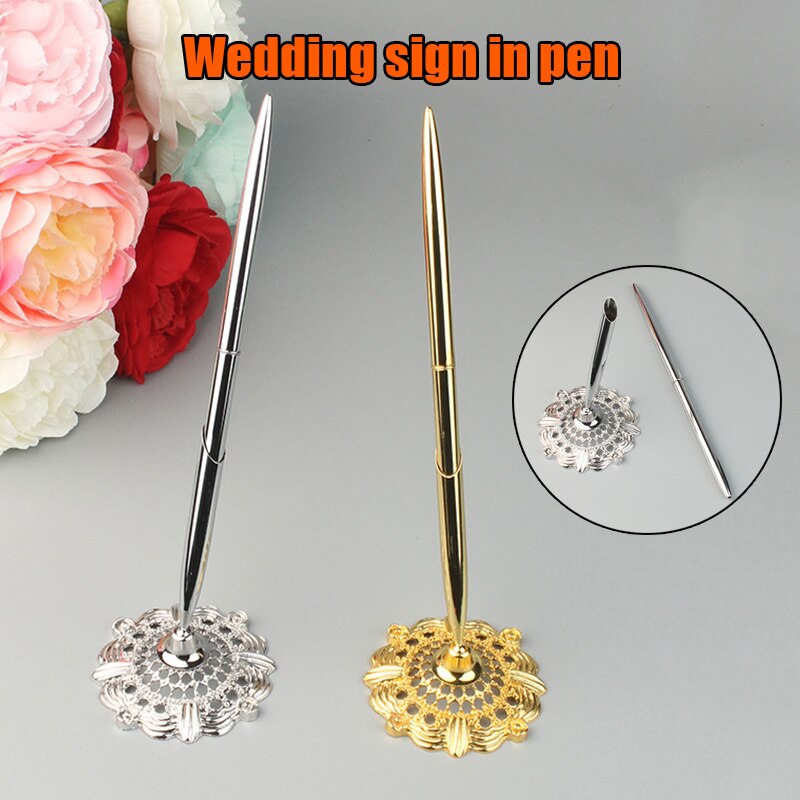 Upscale Wedding Aanmelden Veer Pen Handtekening Fijne Metalen Ondertekening Pen Set Voor Wedding Bridal D6