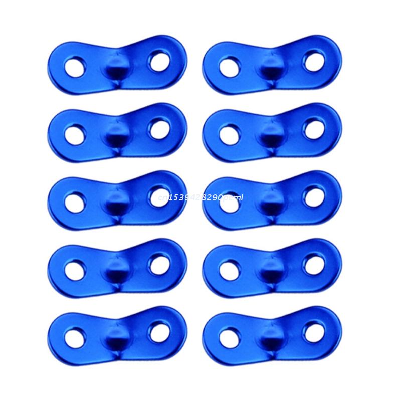 10 Stuks Aluminium Tent Touw Spanners Camping Antislip Koordvergrendeling Gespen Dual Gaten Wind Touw Pinda Stopper: blue