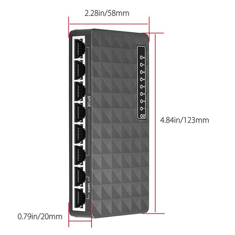 10/100 Mbps 8 Ports Poe Ethernet Lan commutateur de réseau de bureau adaptateur Hub (prise ue)