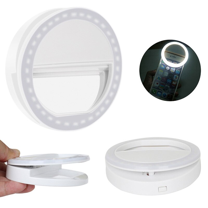 Ledet selfie ring lommelygte passer svagt miljø selvudløser lys værktøj lysende ring klip til enhver mobiltelefon tabletter