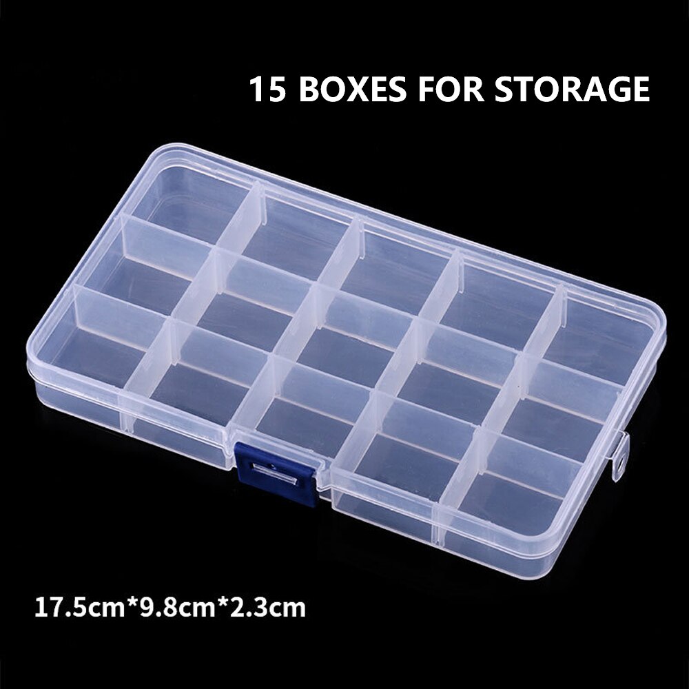 Tackle Box 15 Compartment Fishing Lures Storage Organizer with Removable Dividers Transparent Fishing Baits Hooks Box