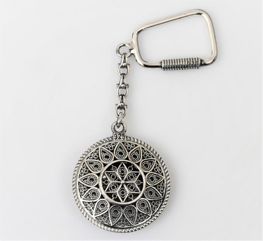 Sunflower Muster Silber Keychain