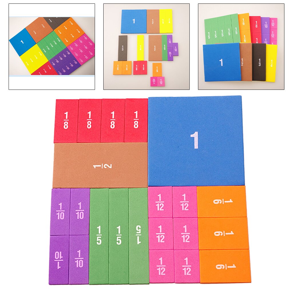 22x Fraction Tiles Calculate Math Kids Toys for Elementary School