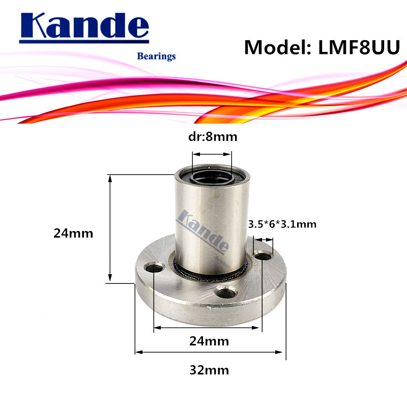 LMF8 Uu 1 Stks/partij LMF8UU Ronde Flens Lineaire Kogellager 8 Mm LMF8 Voor 3D Printer SMF8UU Kande Lagers