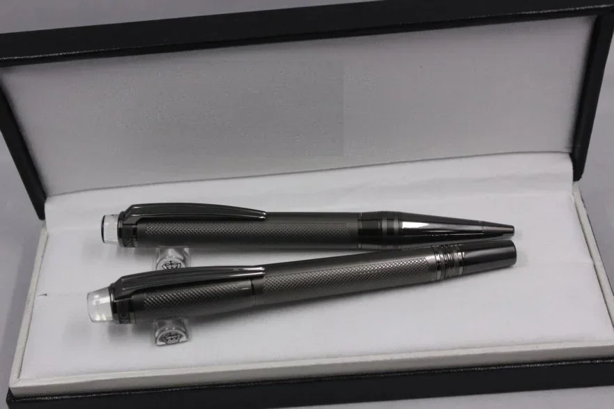 Bolígrafo de escritura de lujo, bolígrafo de velocidad de Metal, bolígrafos grises negros, papelería,