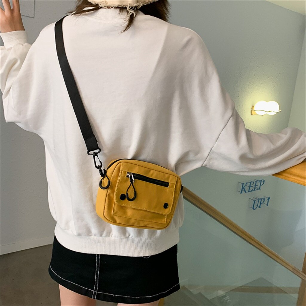 Nieuwkomers Vrouwen Pure Kleur Taille Packs Casual Tote Outdoor Tas Canvas Handtas Rits Schoudertas Сумки Для Женщин