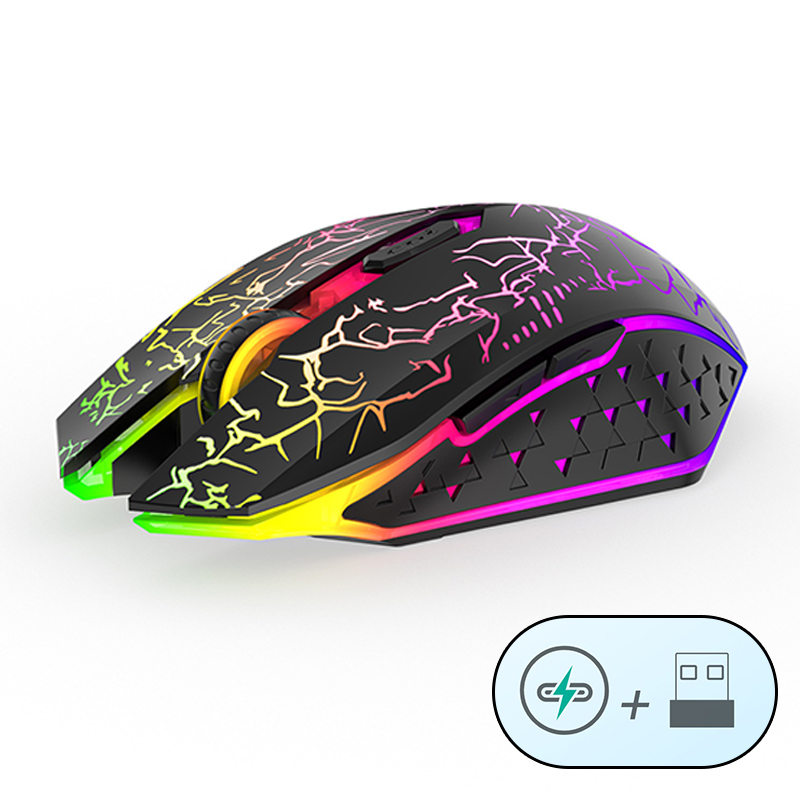 Souris de jeu sans fil Rechargeable 2.4GHz USB souris Bluetooth souris ergonomique silencieuse e-sports rétro-éclairage souris PC pour ordinateur: WHITE