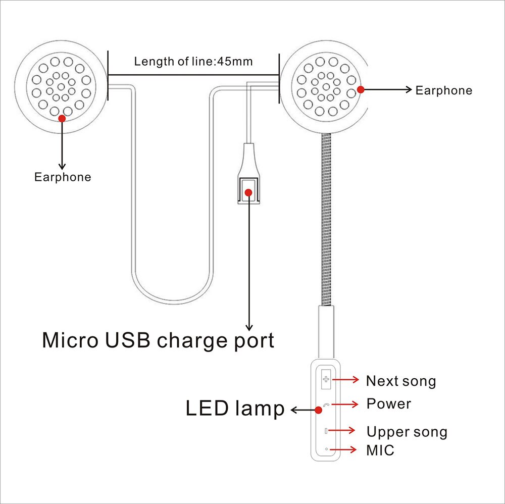 Motorfiets Bluetooth Helm Headset Draadloze Oortelefoon Kit