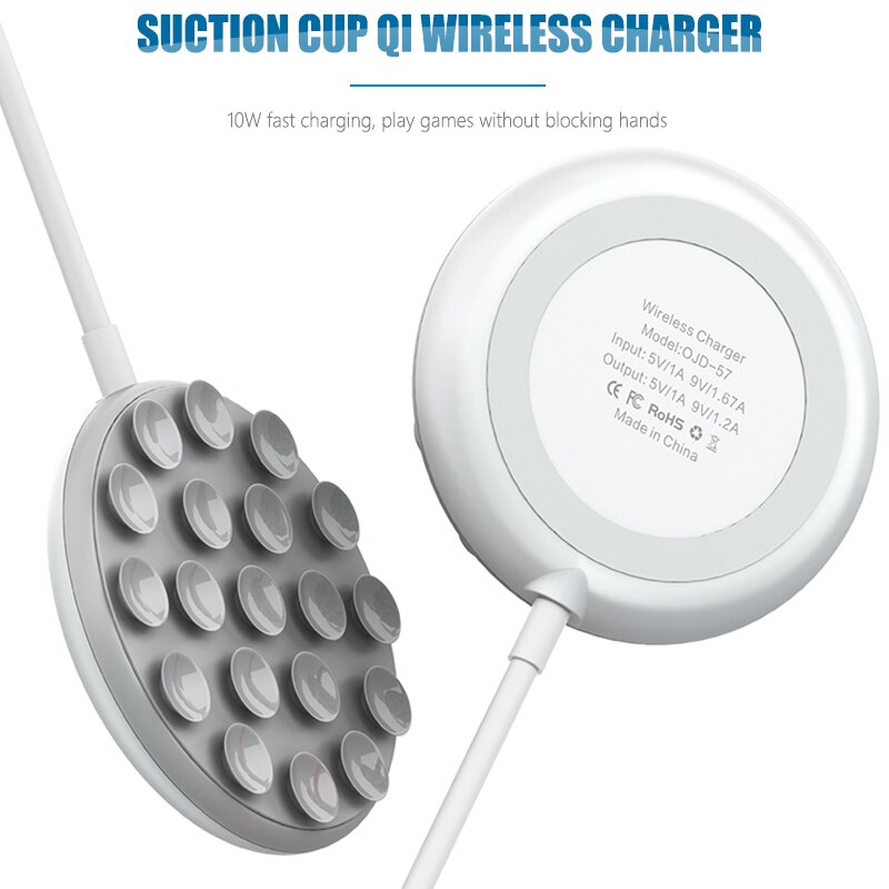 Qi Wireless Charger Pad Suction Cup Mobile Phone 10W Wireless Fast Charging for iPhone 11 Pro Xs Max 8 Samsung S20 S10 S9 Huawei