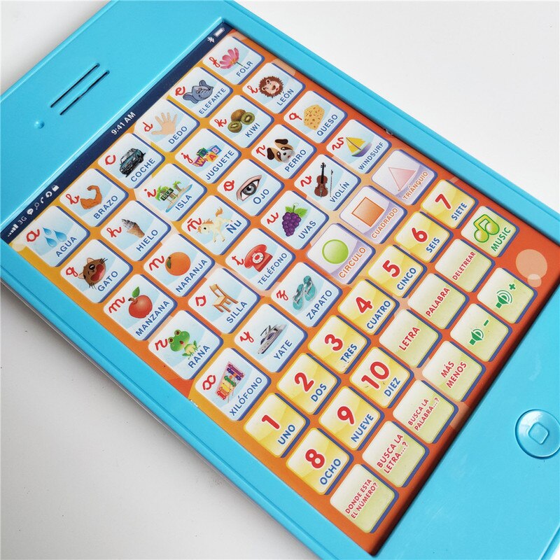 Zhenwei Multi Functional Spanish Learning Pad Kids Tablet Numbers Letters Shapes Early Education Toys for Children Baby Laptop