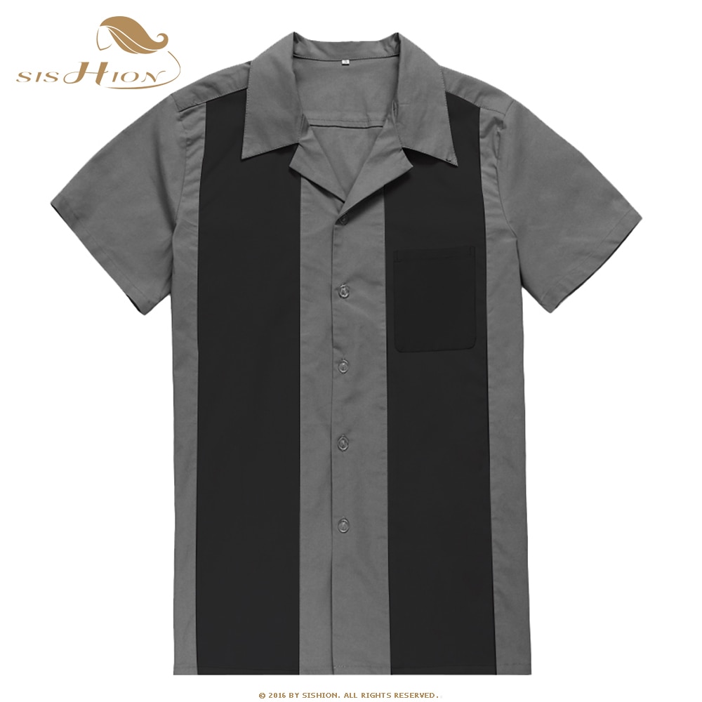 Sishion Korte Mouw Werk Mannen Shirt ST108 Plus Size 3XL Bowling Shirt Voor Mannen Katoen Zomer Blouse Mannen