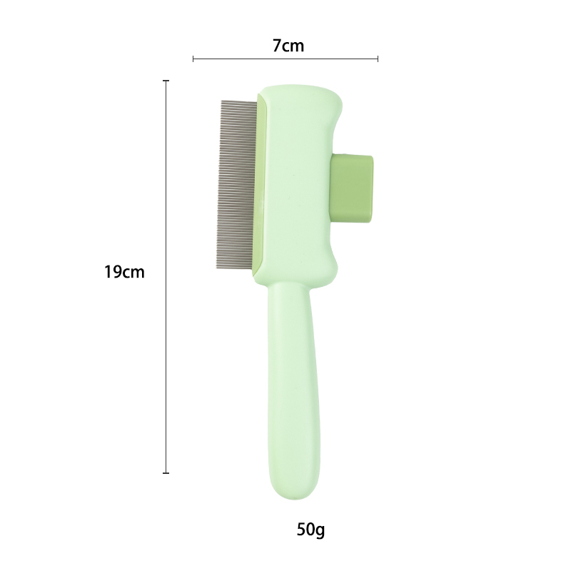 Cats Brush For Short Long Hair Massaging Deshedding Tool With Release Button Pet Grooming Comb Detangling Furs Removal: green