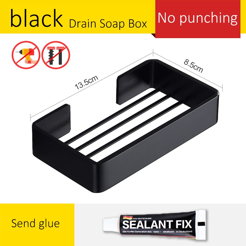 Badkamer Zeepbakje Muur Zeephouder Zwarte Douche Zeepbakje Keuken Opslag Badkamer Accessoires ML1019: black