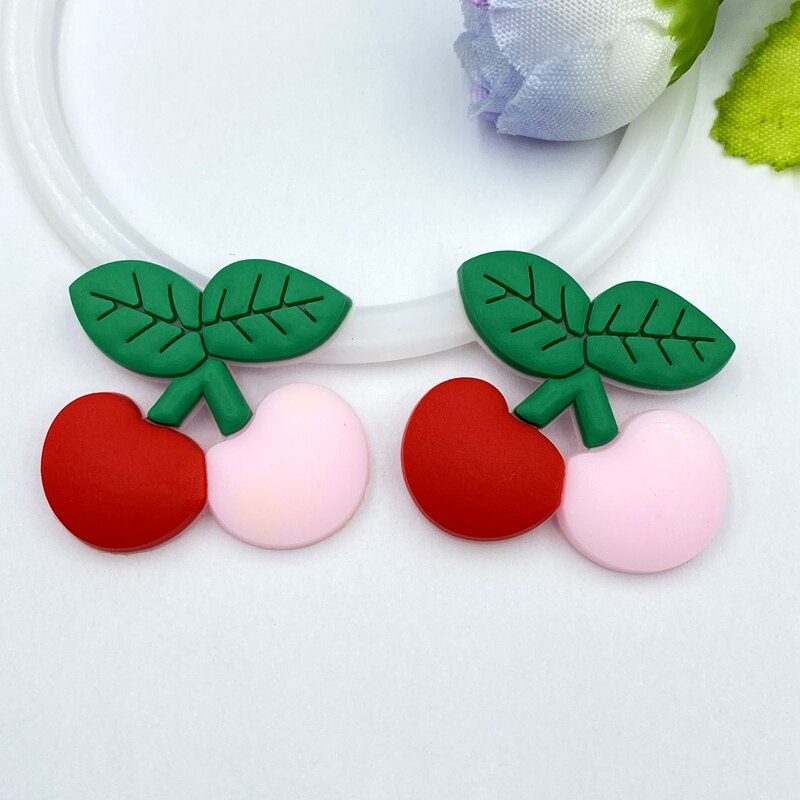 30pcs Mixed PVC lovely fruit flexible glue Flat back DIY Scrapbook Embellishment Phone Craft Decoration C03: D