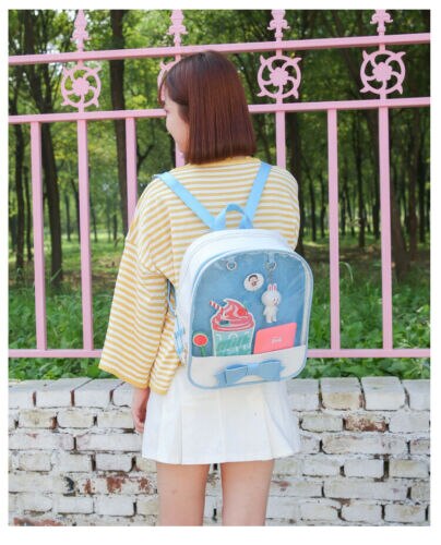 Mochila transparente para mujeres, bonitos bolsos con lazo para el colegio, minimochilas escolares negras para chicas adolescentes, recién llegadas, mochila: Azul