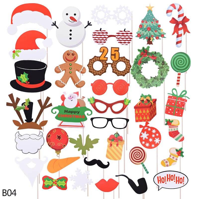 Accessoire de stand Photo joyeux noël, père noël bonhomme de neige, décoration de noël, accessoire à photos pour enfants, masque drôle, fournitures pour fête de nouvel an