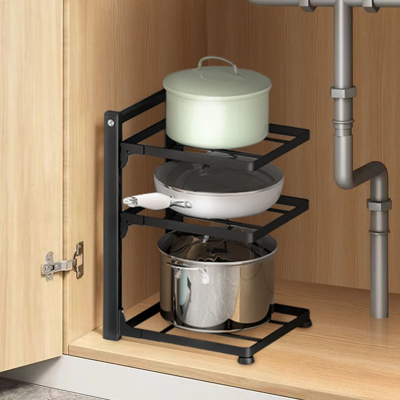 Estante organizador de cocina, soporte ajustable para armario de ollas, soporte para sartén para el hogar multicapa, estantes de almacenamiento para ollas y cuencos,