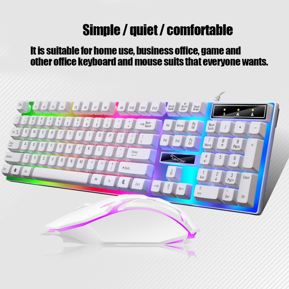 Kablet gaming tastatur og mus sett fargerik led bakgrunnsbelyst usb gaming tastatur mus for bærbar pc spillere nk-shopping