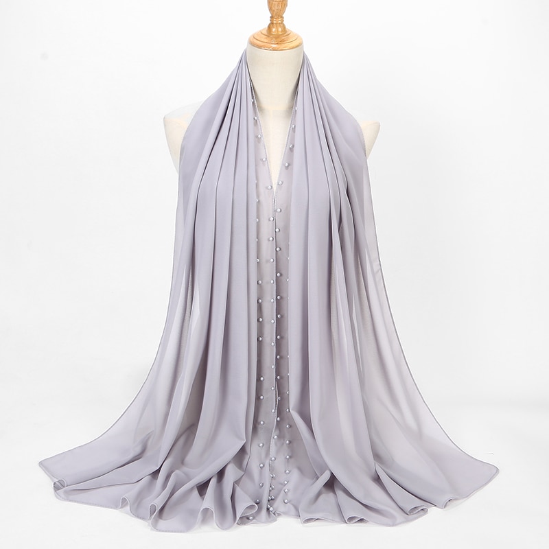 Parel Sjaal Big Size Solider Kleur Bubble Chiffon Sjaal Effen Sjaals Hijab Moslim Sjaal