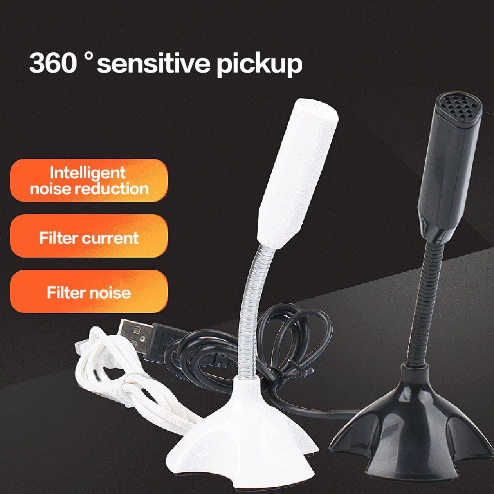 Desktop USB Microphone Computer Laptop Mini Microphone Flexible Tube Neck Adjustable PC Mic