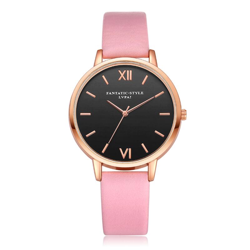 Ensemble de montres en cuir pour femmes, 5 pièces, montres à Quartz, simples, romaines, décontractées, , offre spéciale,: pink watch