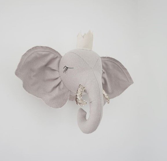 INS-jouets de licorne, tête d'animal décoratif 3D, Art mural, décoration murale, chambre d'enfant,: Gray Elephant