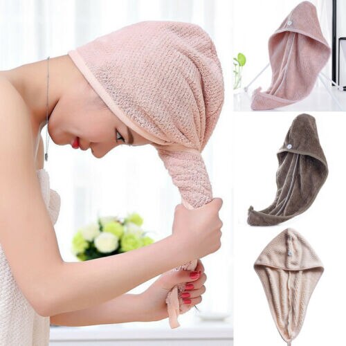 Hurtig tørr vri hår turban håndkle mikrofiber hår pakke inn badehåndkle lokk hatt