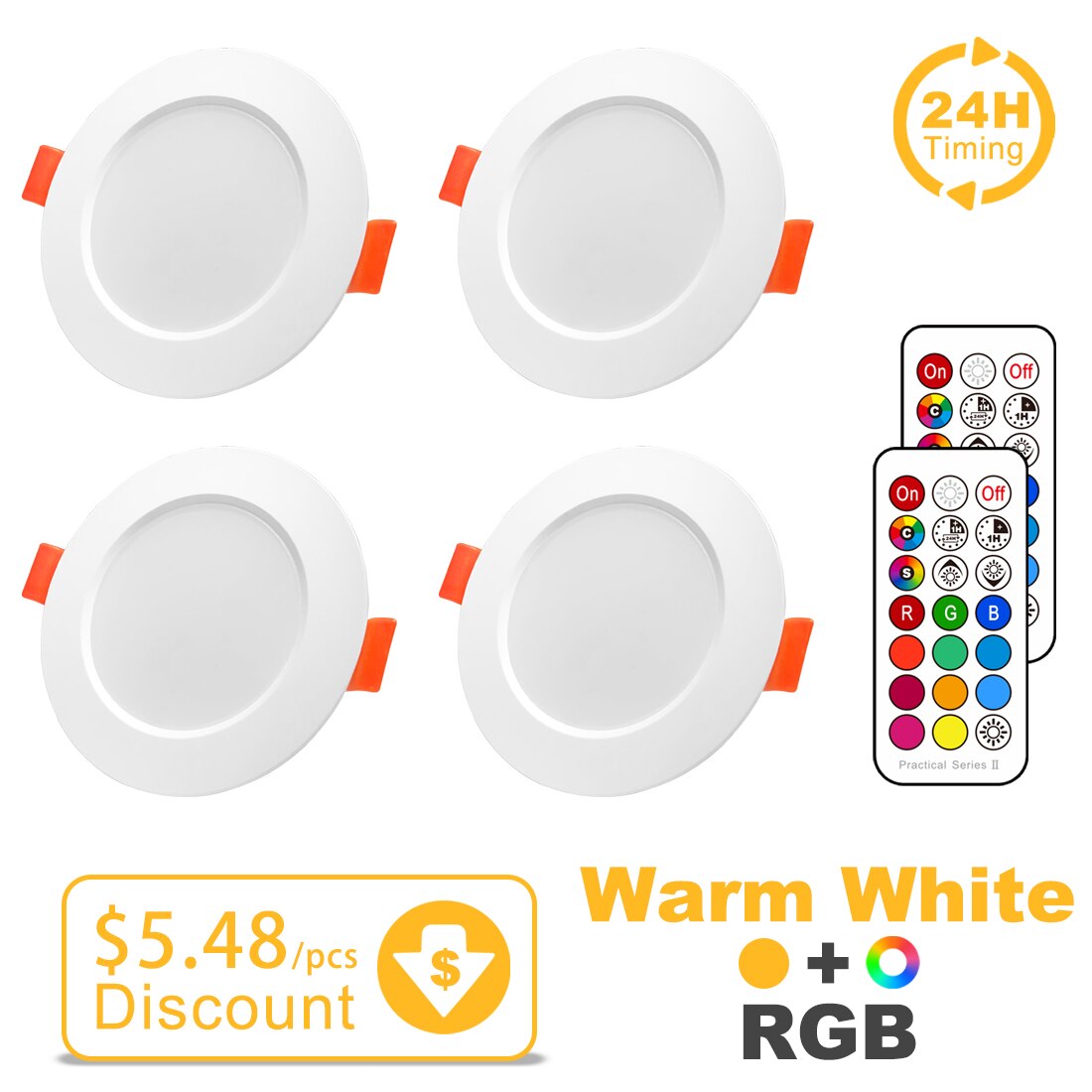 Led Downlight Spot Led Verzonken Smart Dimbare Plafond 7W Ronde Plafond Licht 220V 110V Rgb Kleur Veranderende warm Koud Wit Lamp: RGB WW 4PACK