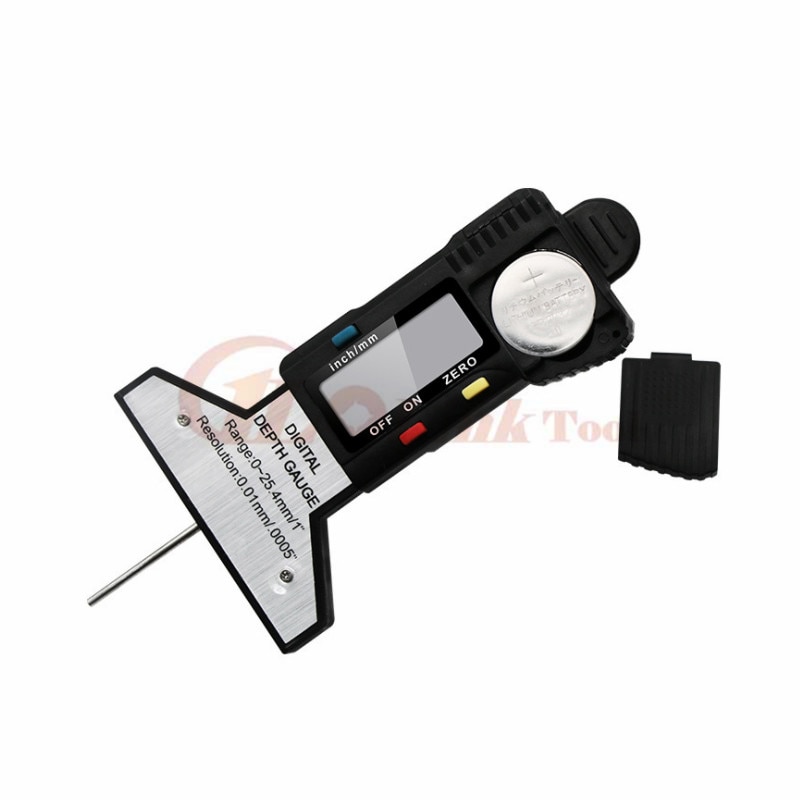 Elektroninen digitaalinen syvyysmittari jarrusatula kulutuspinnan syvyysmittari lcd-renkaan kulutuspinnan mittari autolle 0-25.4mm digitaalinen syvyysmittaustyökalu