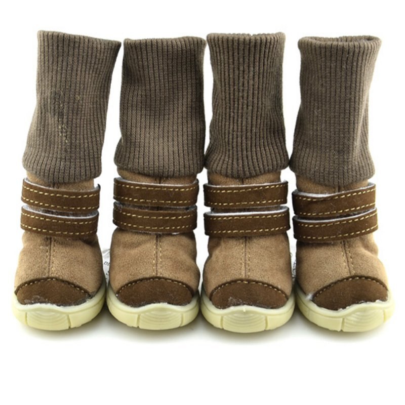 Huisdier Winter schoenen antislip Cotton Lederen Kasjmier Warm Booties Laarzen Riem Decoratie Hond Herfst winter Schoenen Schoeisel Voor honden: C / M