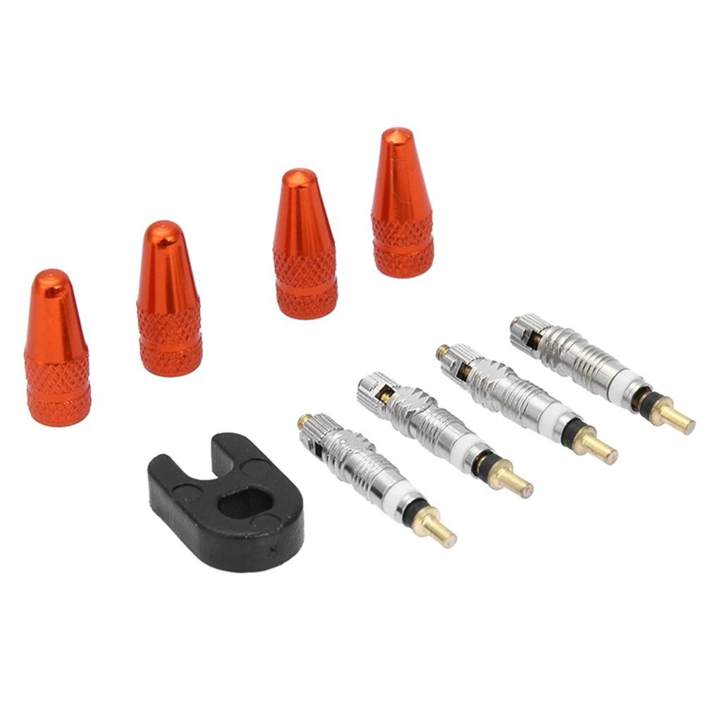 4 Uds. De tapones para vástago de válvula Presta + 4 Uds. De núcleos de válvula + Kit de llave, herramientas para bicicleta de montaña y carretera, piezas de repuesto, accesorios para neumáticos de bicicleta: Red
