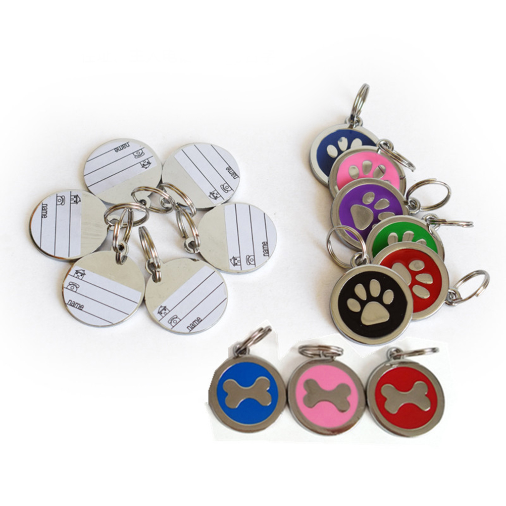 Étiquette d'identification de chien de chat personnalisée pour les petits chiens accessoires pour animaux de compagnie patte pied chien os impression nom étiquette plaque collier décoration