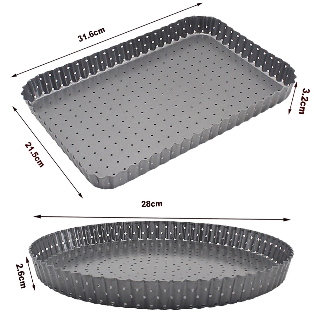 Pizza Pan Premium Perforated Non-Stick Carbon Steel Round Square Fruit Pie Plate Removable Loose Bottom Kitchen Baking Bakeware