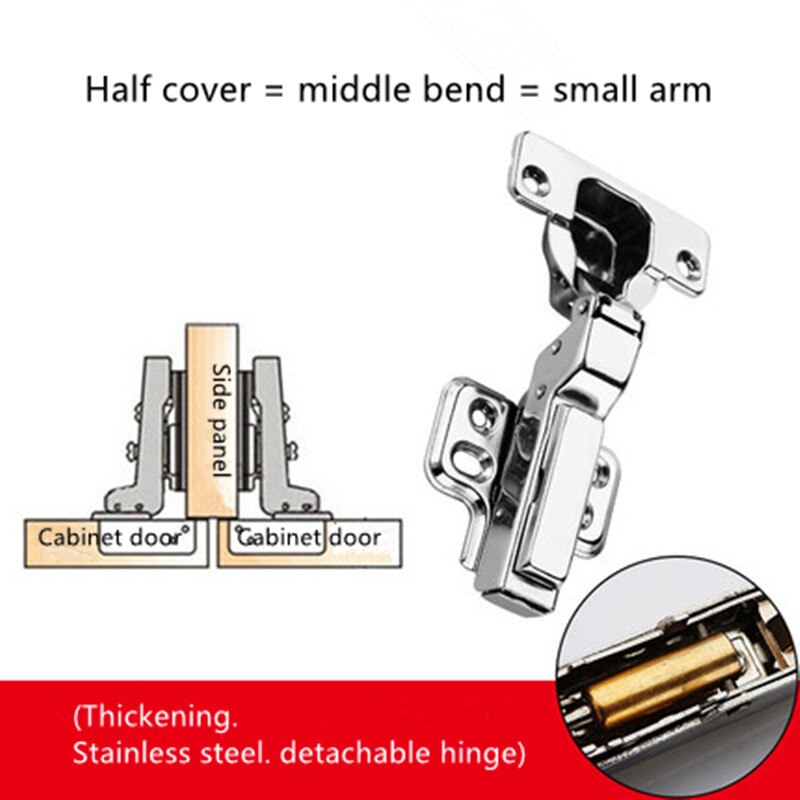 C Series Hinge Stainless Steel Door Hydraulic Hinges Damper Buffer Soft Close For Cabinet Cupboard Furniture Hardware: Half Cover
