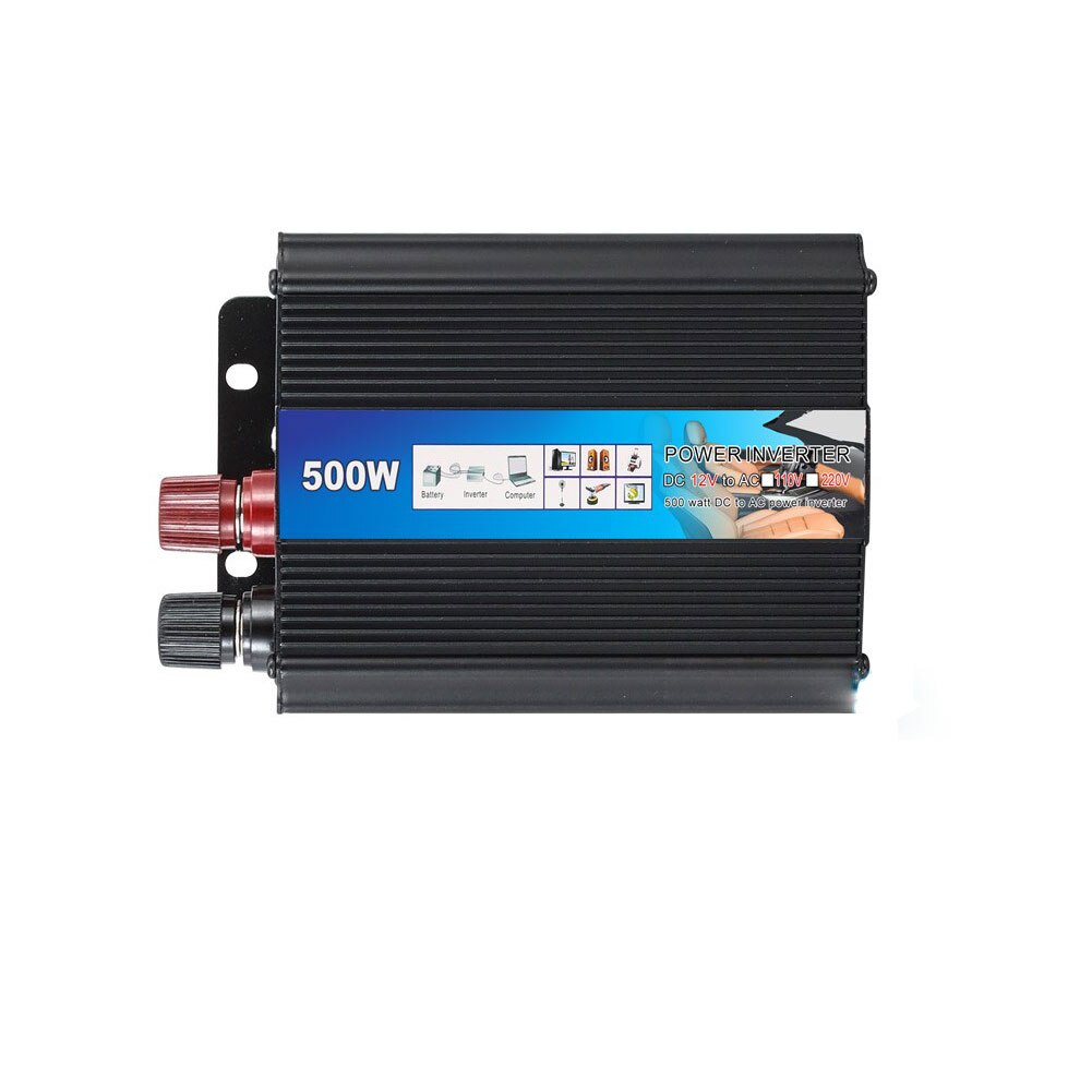 1pc Inverter per auto in lega di alluminio da 12V a 220V 500W adattatore per trasformatore automatico per veicoli a conversione sinusoidale ad alta potenza