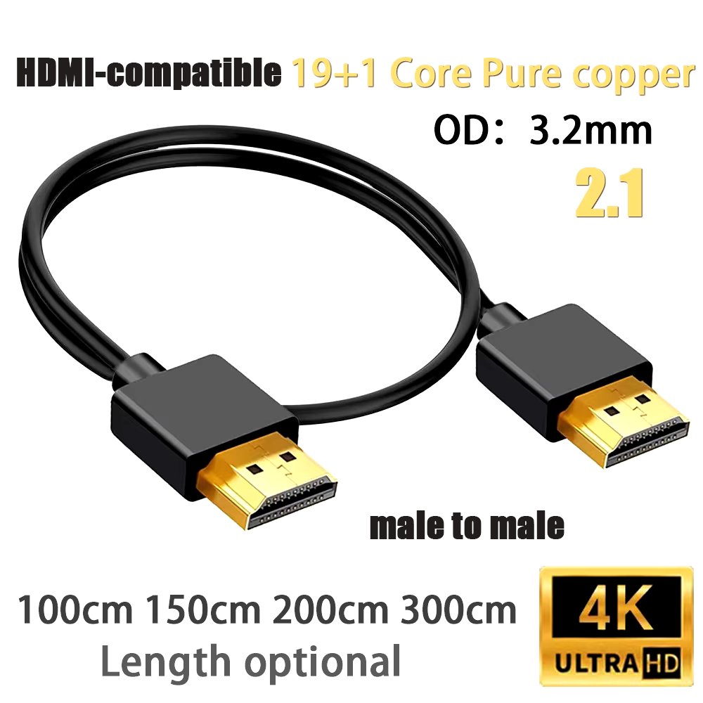Cavo compatibile HDMI sottile 4K Cavo ad alta velocità Cavo sottile a maschio Placcato in oro 4K 2K HDR ARC 3D HDCP 2.2 per monitor TV X-Box PS