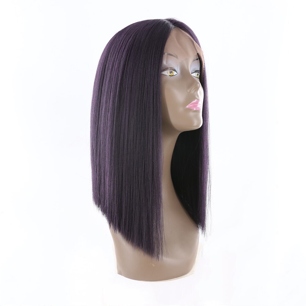 SOKU peluca con malla frontal sintética recta para mujeres, Color negro, marrón, granate, peluca de pelo de encaje, fibra resistente al calor con pelo de bebé: R3464