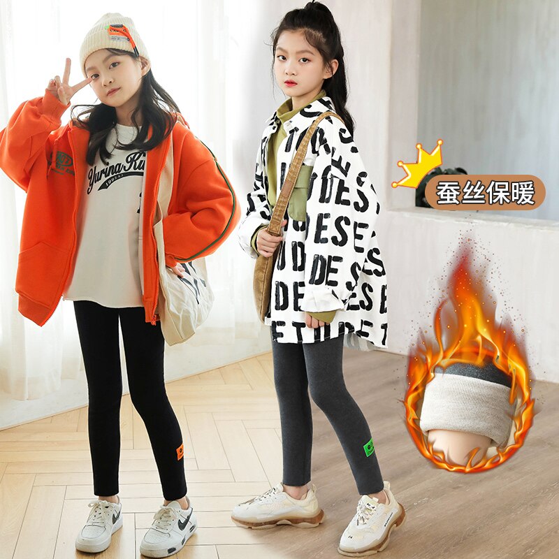 Leggings en velours épais et pour bébé fille, pantalon en coton et soie, mignon, avec visage souriant, pantalons thermiques anti-boulochage