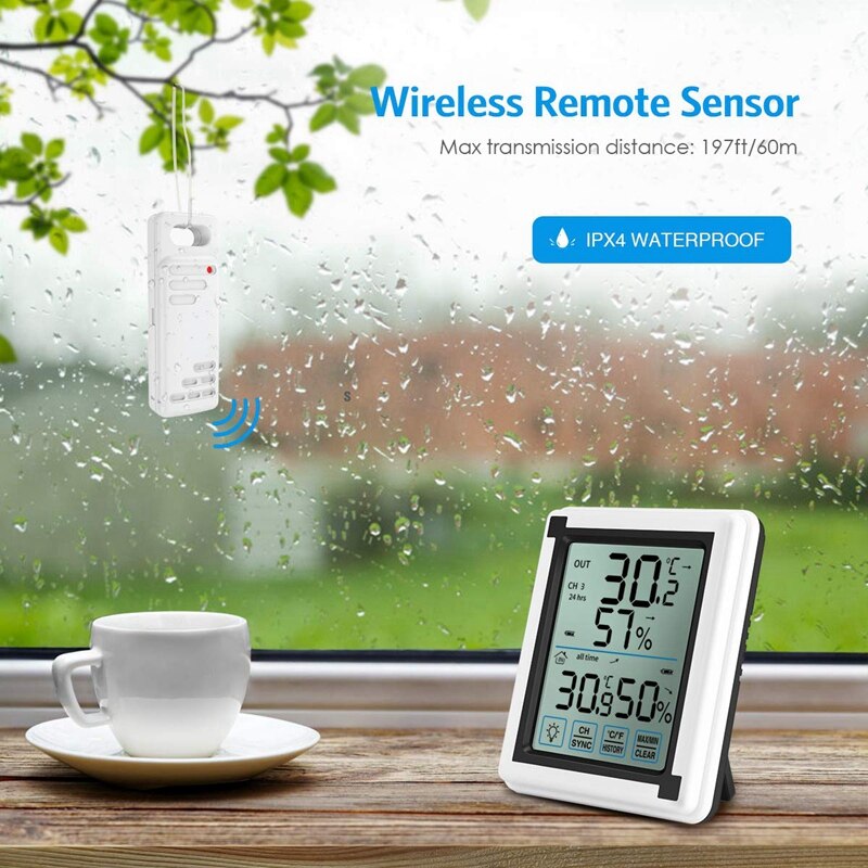 Druk Sn Weerstation + Outdoor Weerbericht Sensor Backlit Thermometer Hygrometer Draadloze Weerstation
