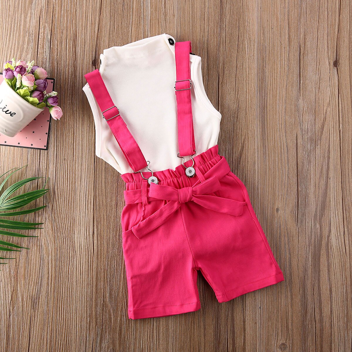 2 Stuks Peuter Kids Baby Meisje Zomer Kleding Sets Wit T-shirt Tops + Shorts Overalls Broek Outfits Set