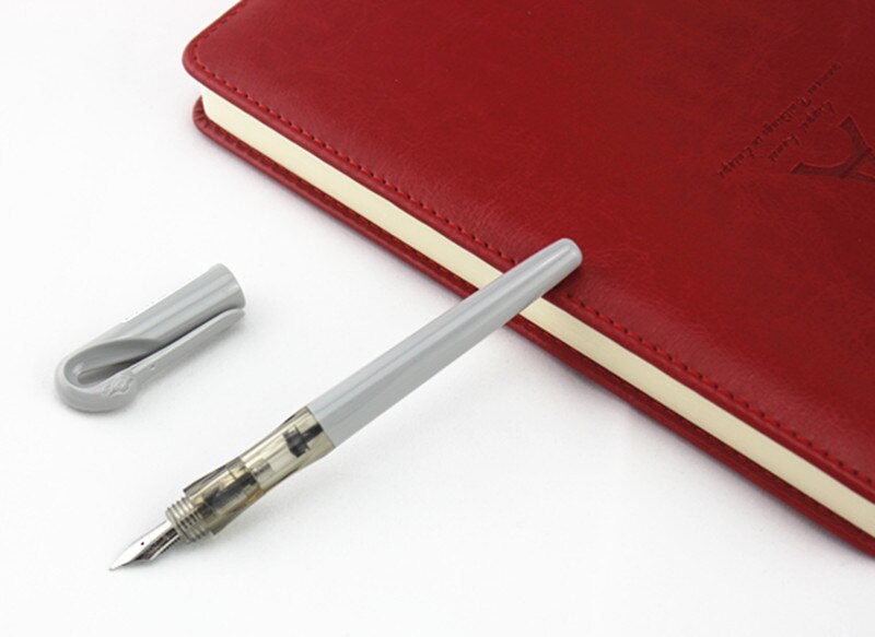 JINHAO-pluma estilográfica de metal swan de , pluma transparente de tinta de 0,5mm, papelería, suministros escolares de oficina, para nuevos estudiantes: Gray
