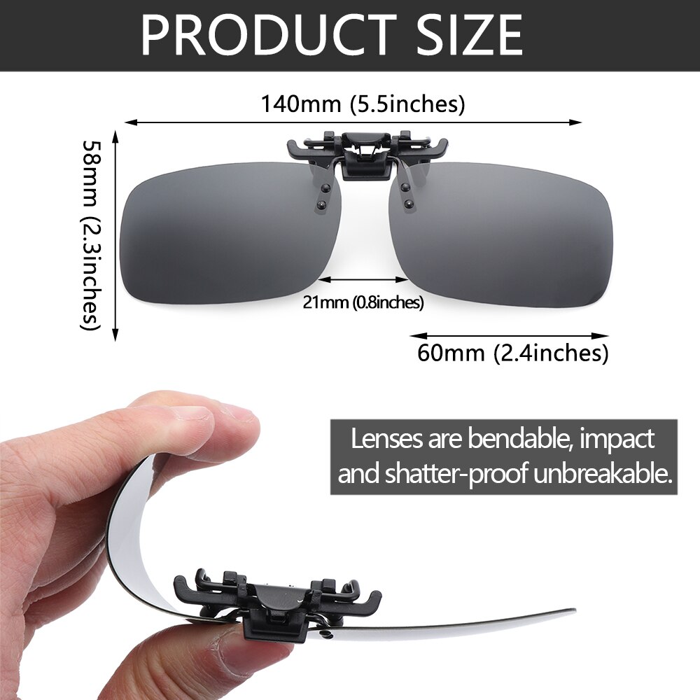 1PC Polarized Clip On Flip Sunglasses UV400 Anti-Glare Sun Glasses Flip Night Vision Glasses Driving Fishing Cycling Eyewear