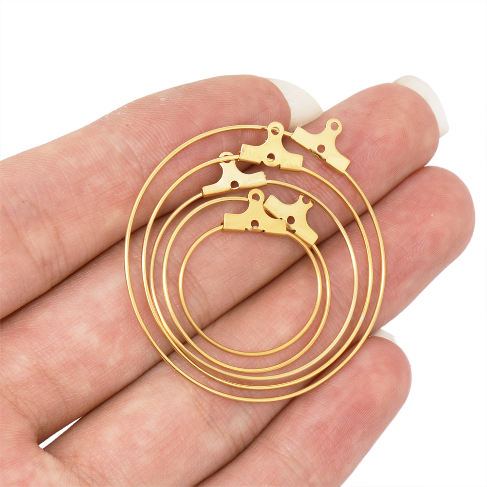 Pendientes de aro de acero inoxidable para mujer, aretes grandes de 20/25/30/35/40/45mm, Conector de ganchos de alambre para oreja, fabricación de joyas DIY, 20 piezas