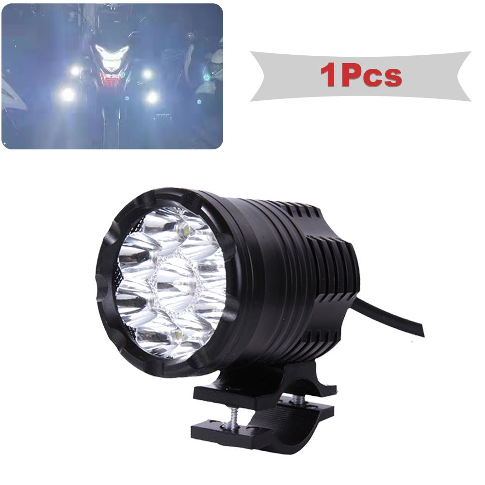 9 Chips Additional LED Headlights For Motorcycle High/Low/Strobe Long Range Lights Moto Fog Light Auxiliary Motocross Spotlight: green